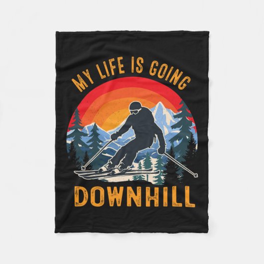 Mijn leven gaat bergafwaarts Winter Snowboarding S Fleece Deken (Voorkant)