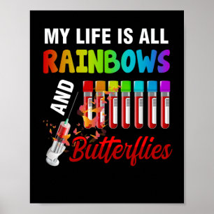 Mijn leven is allemaal regenboog en vlinders flebo poster