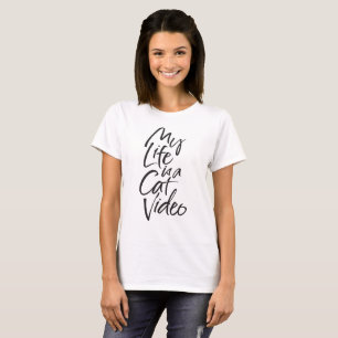 Mijn leven is een Cat Video Sleek Black Hand Lette T-shirt