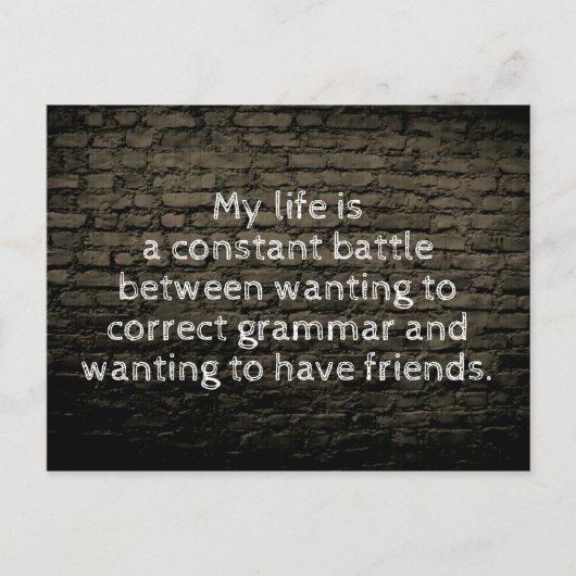 Mijn leven is een constante zwarte grap briefkaart (Voorkant)