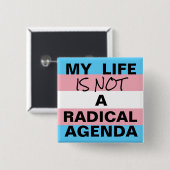 Mijn leven is geen radicale agenda vierkante button 5,1 cm (Voorkant /achterkant)