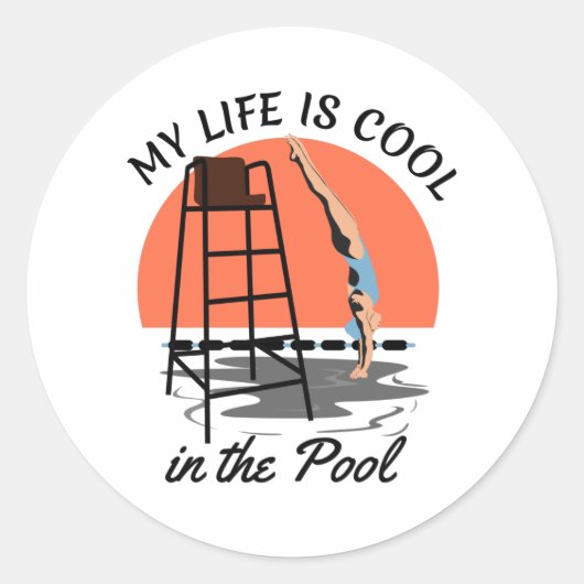 Mijn leven is kool in de pool - Perfect zwemontwer Ronde Sticker (Voorkant)