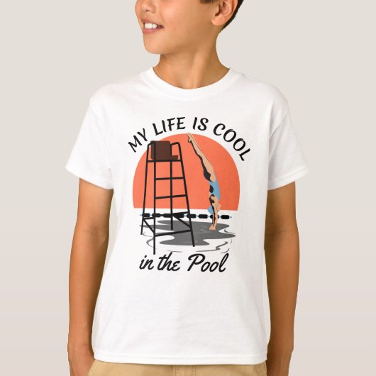 Mijn leven is kool in de pool - Perfect zwemontwer T-shirt (Voorkant)