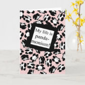 Mijn leven is panda-monium - Roze Kaart (Gele Bloem)