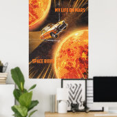Mijn leven op Mars Space Rider Poster - Retro Sci- (Thuiskantoor)