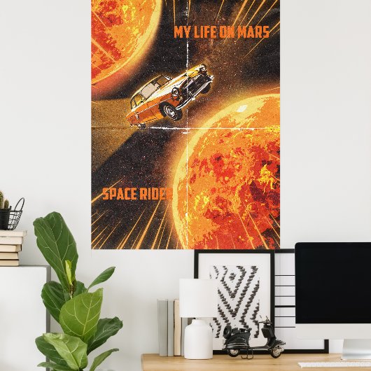 Mijn leven op Mars Space Rider Poster - Retro Sci- (Thuiskantoor)