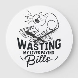 Mijn levens verspillen Grappig kattenontwerp Grote Klok