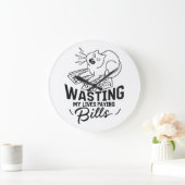 Mijn levens verspillen Grappig kattenontwerp Grote Klok (Huis)