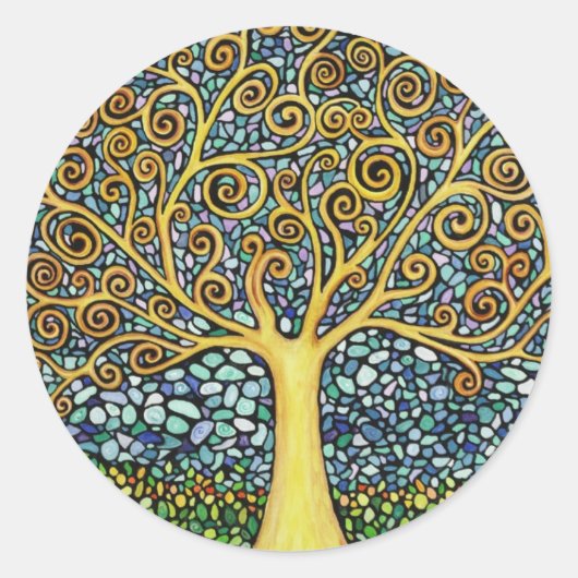 Mijn levensboom ronde sticker (Voorkant)