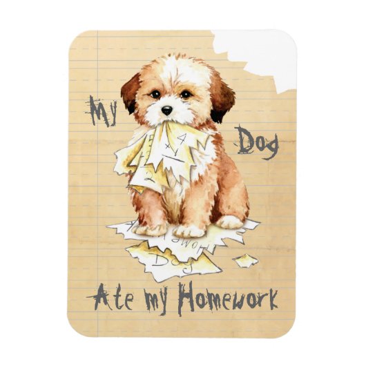 Mijn Lhasa Apso heeft mijn thuiswerk Magnet Magneet (Verticaal)