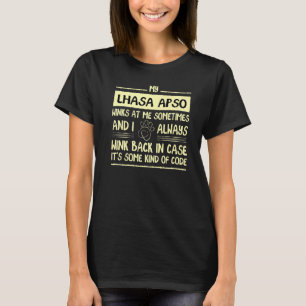 Mijn Lhasa knipoogt ook naar me soms langharig LH T-shirt