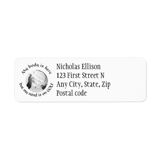 Mijn lichaam hier Mijn gedachten over Golf Fun Quo Etiket (Voorkant)