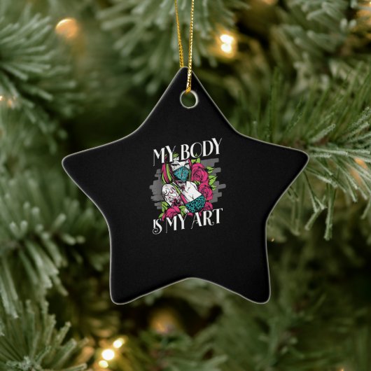 Mijn lichaam is mijn kunst Tattoo artistieke gesch Keramisch Ornament (Boom)