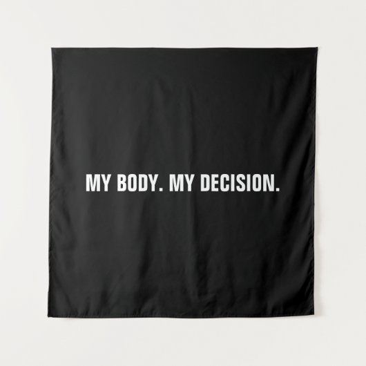Mijn lichaam mijn beslissing zwarte blanke abortus wandkleed (Voorkant)