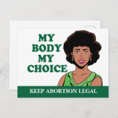 Mijn lichaam Mijn keuze Afrikaanse Amerikaanse Pro Briefkaart (Voorkant / Achterkant)