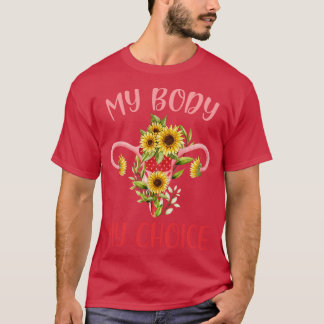 Mijn lichaam Mijn keuze Floral Uterus feministisch T-shirt