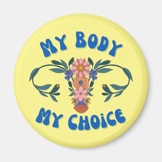 Mijn lichaam Mijn keuze Floral Uterus Pro-Choice Magneet (Voorkant)