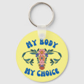 Mijn lichaam Mijn keuze Floral Uterus Pro-Choice Sleutelhanger (Voorkant)
