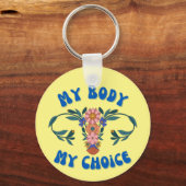 Mijn lichaam Mijn keuze Floral Uterus Pro-Choice Sleutelhanger (Achterkant)