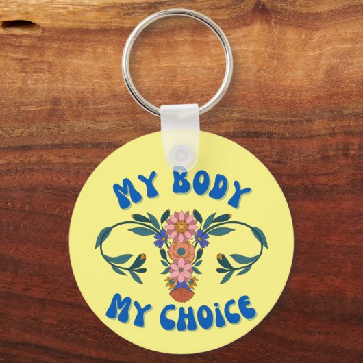 Mijn lichaam Mijn keuze Floral Uterus Pro-Choice Sleutelhanger (Voorkant)