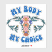 Mijn lichaam Mijn keuze Floral Uterus vinyldecal Sticker (Vel)