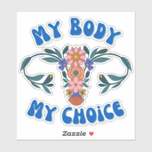 Mijn lichaam Mijn keuze Floral Uterus vinyldecal Sticker