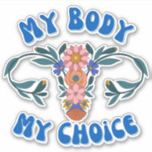 Mijn lichaam Mijn keuze Floral Uterus vinyldecal Sticker (Voorkant)