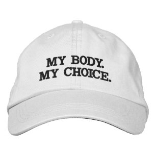 Mijn lichaam, mijn keuze, pro abortus zwart wit geborduurde pet