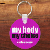 Mijn lichaam Mijn keuze Prochoice Feminist Roze Sleutelhanger (Voorkant)