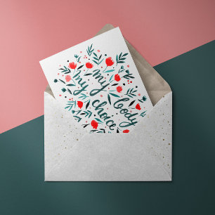 Mijn lichaam, mijn keuze rode waterverf florale kaart