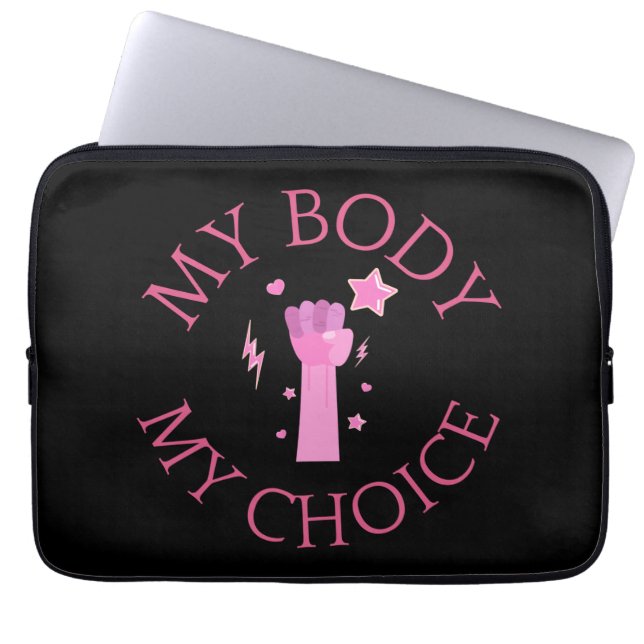 Mijn lichaam Mijn keuze Roze Feminist Laptop Sleeve (Voorkant)