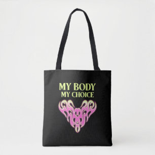 Mijn lichaam Mijn keuze Roze hartslag Vrouwenrecht Tote Bag