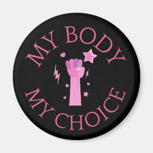 Mijn Lichaam Mijn Keuze Roze Vuist Feministisch Magneet