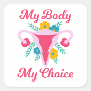 Mijn lichaam Mijn keuze Uterus Finger Pro Choice W Vierkante Sticker