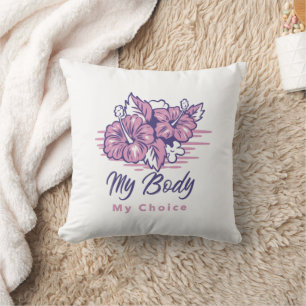 Mijn lichaam Mijn keuze Violet Floral Illustratie Kussen