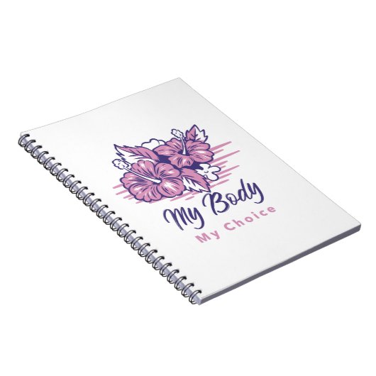 Mijn lichaam Mijn keuze Violet Floral Illustratie Notitieboek (Rechterzijde)