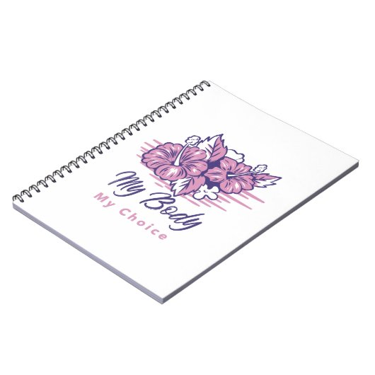 Mijn lichaam Mijn keuze Violet Floral Illustratie Notitieboek (Linkerzijde)