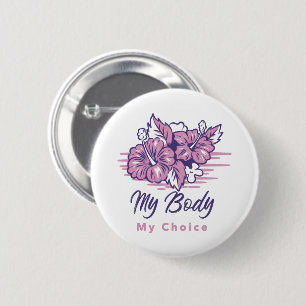 Mijn lichaam Mijn keuze Violet Floral Illustratie Ronde Button 5,7 Cm