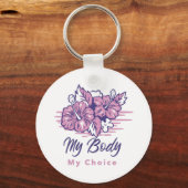 Mijn lichaam Mijn keuze Violet Floral Illustratie Sleutelhanger (Voorkant)