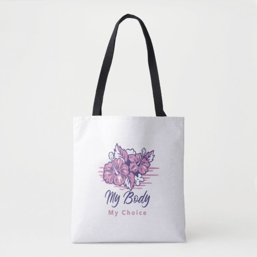 Mijn lichaam Mijn keuze Violet Floral Illustratie Tote Bag (Voorkant)