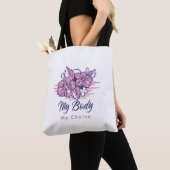 Mijn lichaam Mijn keuze Violet Floral Illustratie Tote Bag (Dichtbij)