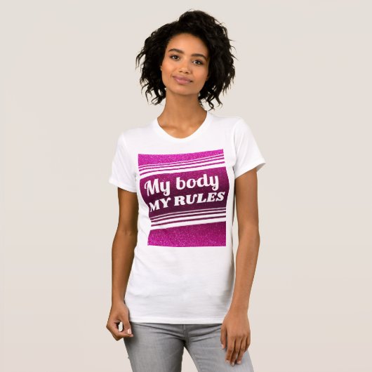 Mijn lichaam Mijn regels Pro-Choice Roze glitter S T-shirt (Voorkant volledig)