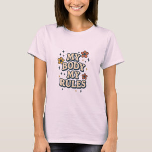 Mijn Lichaam Mijn Regels Retro Bloemige Feministis T-shirt