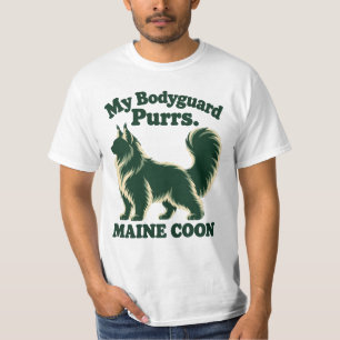 Mijn Lichaamsbewaker Spint Groen Maine Coon Retro T-shirt