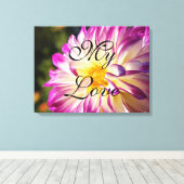 Mijn liefde aangepaste canvas kunstprint dahlia bl afdruk (Insitu (Houten vloer))