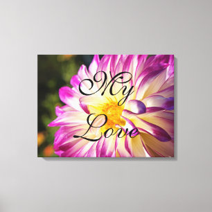Mijn liefde aangepaste canvas kunstprint dahlia bl afdruk
