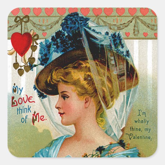 Mijn liefde denk aan mij vierkante sticker (Voorkant)