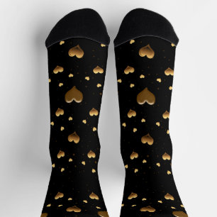 Mijn liefde Elegant Gold Hearts op Black Sokken