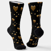 Mijn liefde Elegant Gold Hearts op Black Sokken (Gebogen)