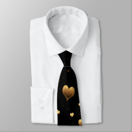 Mijn liefde Elegant Gold Hearts op Black Stropdas